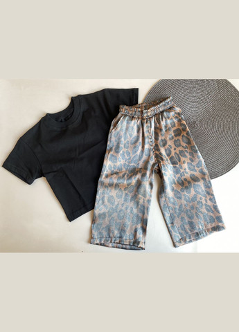 Комбинированный летний костюм футболка и лео штаны No Brand палаццо