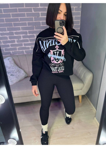 Черные лосины женские lady hurem 2395 рубчик широкий пояс утепленные No Brand