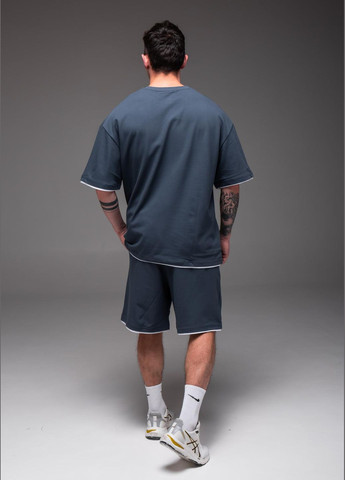 Сірий літній костюм чоловічий oversize футболка шорти з шортами No Brand