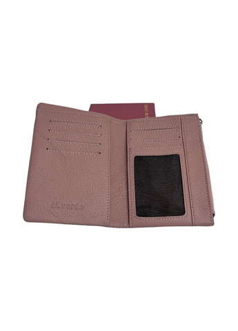 Жіночий гаманець з натуральної шкіри H.Verde 0811 рожевий 13.5 х 9 х 2.5 Cossni (367263528)