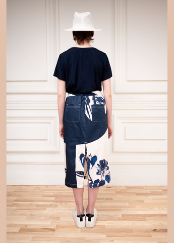 Синяя принтированная бело-синяя юбка на резинке из хлопка элси Dolcedonna