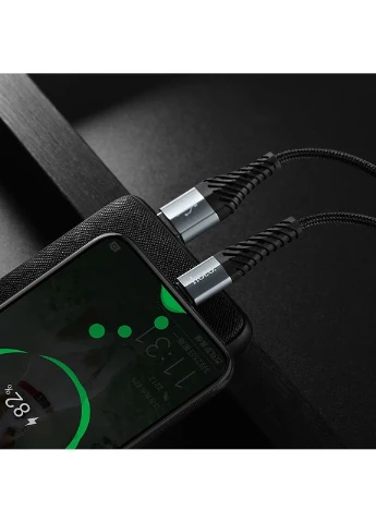 Кабель X38 Cool USB – Type-C 3 А 1 м в нейлоновой оплётке черный Hoco (401876803)