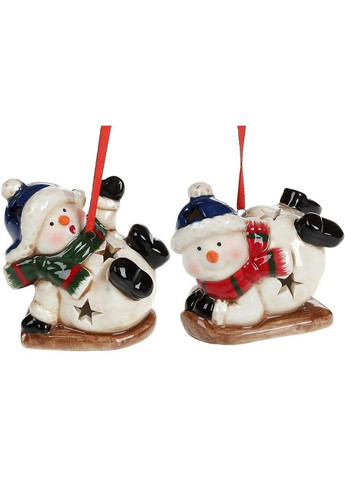 Набір 4 новорічні декоративні підвіски "сніговики", з led підсвічуванням Bona (282588933)