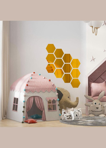 Зеркальный декор акриловый самоклеющийся 85*95мм золото, 12шт (D) SW-00002516 Sticker Wall (332051370)