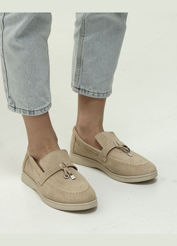 Lonza Лоферы женские замша бежевый з натуральная замша, украина — всесезон (282557146)