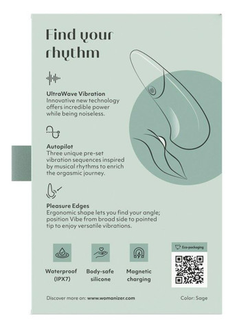 Мини-вибратор Vibe Sage, 3 авторежима + 10 уровней интенсивности Womanizer (328202044)