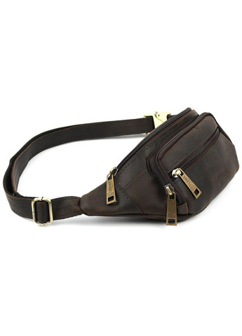 Чоловіча шкіряна сумка на пояс бананка через плече для телефону та для документів середня Коричневий 38406 TARWA (352165959)