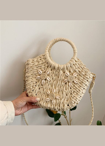 Жіноча літня плетена сумка кросбоді з мушлями та довгим ремінцем BAHAMAS No Brand (293510679)