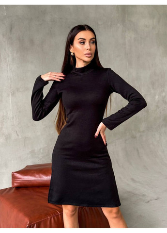 Чорна повсякденний тепла ангорова сукня з розрізами Nositi