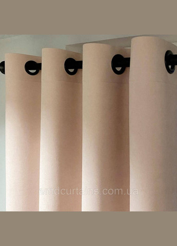 Штора на чорних люверсах 1 шт 265х250 см мікровелюр Рожево-пудровий No Brand (337354243)