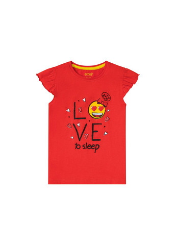 Червона піжама (футболка і шорти) для дівчинки емоджи 370071 червоний Lupilu