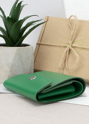 Кошелек женский кожаный маленький на кнопке HC0062 зеленый HandyCover (331879775)