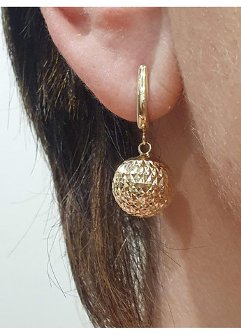 Золотые серьги-подвески Шары с алмазной гранью. 210137_12_А_Л FAVORITUM (362947022)