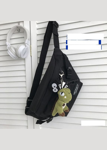 Сумка-бананка через плече чорна з ведмедиком в комплекті КиП (329142258)