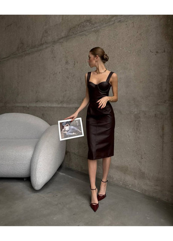 Коричнева повсякденний сукня жіноча Гермес однотонна