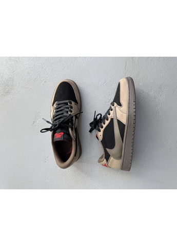 Коричневі Осінні кросівки чоловічі nike air jordan 1 low x travis scott brown black | найк еір джордан 1 коричневі No Brand