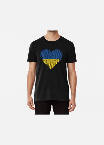 Чорна чоловіча патріотична футболка з принтом прапор україни сердечко Stedman