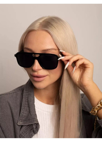 Очки солнцезащитные авиатор Smoke TF черные No Brand (361678726)