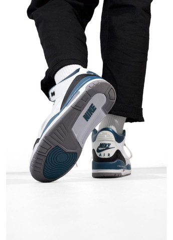 Чорні Осінні кросівки чоловічі nike air jordan 3 retro white / blue / black найк аір джордан No Brand