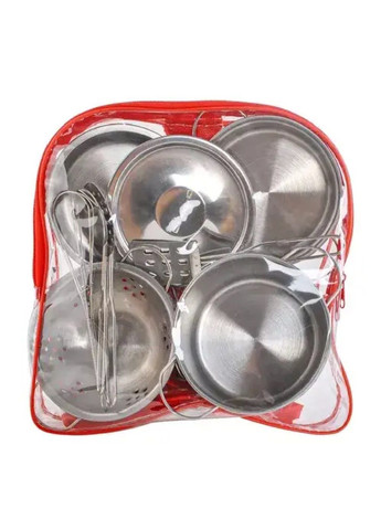 Набор комплект детской игровой металлической посуды 13 элементов в сумке рюкзаке чехле 20х21х7,5 см (476663-Prob) Unbranded (288044363)