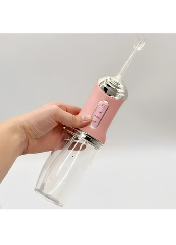 Іригатор з індикацією заряду насадками 4 штуки для догляду за порожниною рота 3 режими 29.5х6.8х6.8 см (480064-Prob) Рожевий Unbranded (329033764)