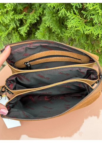 Сумка женская натуральная замша Турция на три отделения с дополнительным ремнем руда (3012-3) Karya (366907487)