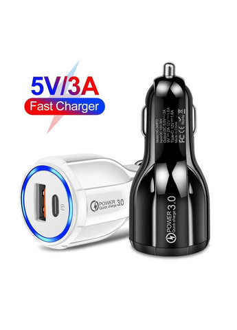 Автомобильное зарядное устройство для CWa USB - Type-C QC 3.0 (R051038) White (349844807)