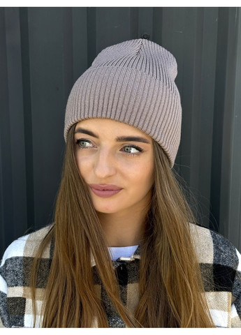 Шапка женская демисезонная базовая в рубчик белая FERO (367581611)