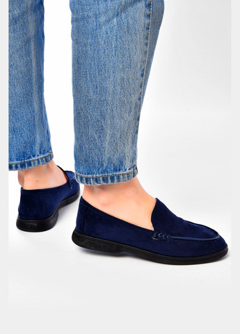 Let's Shop Туфли-лоферы женские темно-синего цвета лоферы темно-синий з искусственная замша, украина — демисезон (331288270)