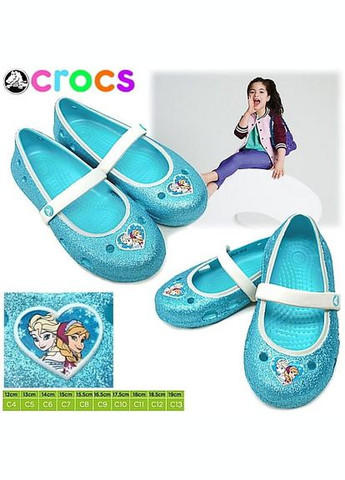 Балетки кроксы Kids Lina Frozen Flat 204454-4O9-C7 19-20 (С4) 11,5 см Бирюзовые Crocs (335842228)