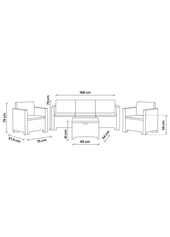 Набор садовой мебели Nebraska 3, бежево-серый Bica (362583005)