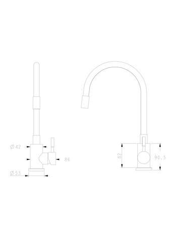 Змішувач для кухні з гнучким виливом EKO4E01-BLACK Wezer (275335718)