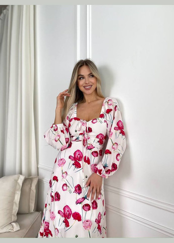 Червона святковий сукня No Brand з квітковим принтом