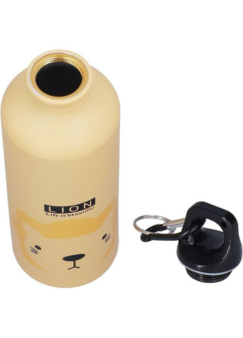 Детская бутылка для воды Лев спортивная алюминиевая бутылка с карабином, 500 мл Оранжевая LUGI (365721747)