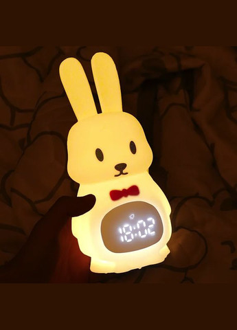 Акумуляторний нічник-годинник TT07, силіконовий Зайчик, Meng Rabbit Clock & Lamp VHG (338221109)