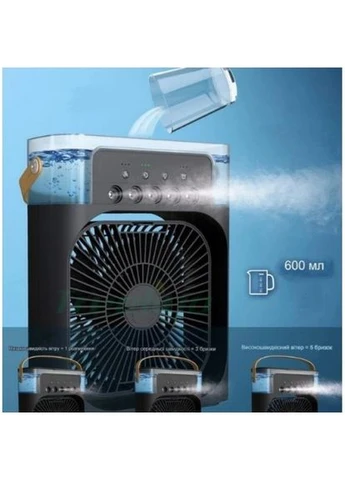 Портативный USB вентилятор с водяным охлаждением Air Cooler Fan 4в1 увлажнитель с LED подсветкой black UKC (385821987)