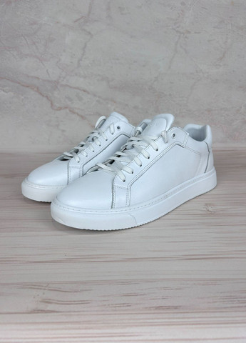 Белые демисезонные кроссовки из кожи для мужчин Clubshoes