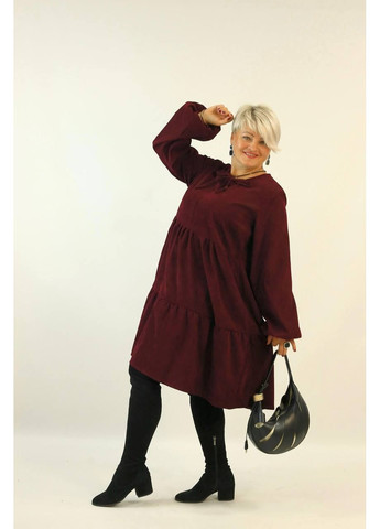 Бордова повсякденний, кежуал, ділова жіноча сукня великих розмірів Style Point однотонна