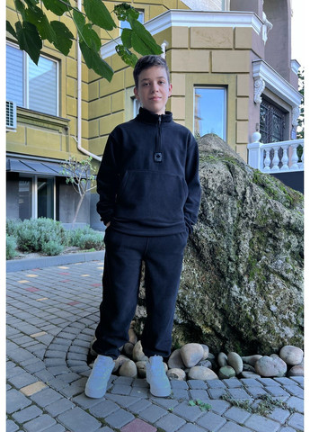 Черный флисовый костюм для мальчиков / подростков No Brand