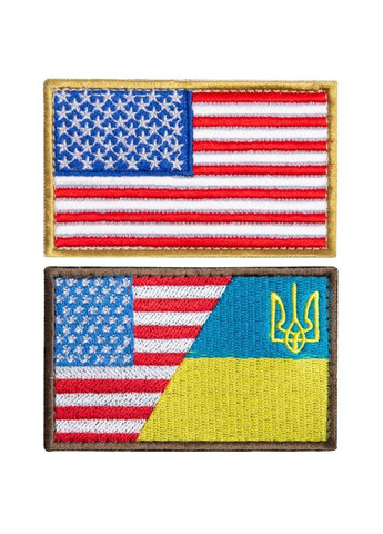 Набір шевронів 2 шт. на липучці Прапор США та Україна/США, вишитий патч нашивка 5х8 см IDEIA (275870874)