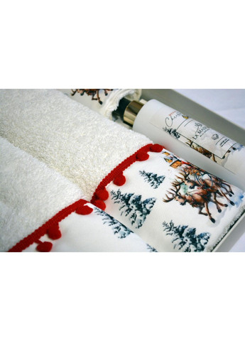 Подарочный набор полотенец La Maison, 3 шт. с ароматом Hola No Brand новогодний белый