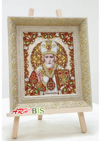 НАБОР ARHIBIS ЖК-4007 Святой Николай Чудотворец в жемчуге и кристаллах, набор для вышивания бисером иконы БЛАГОВЕСТ (369666248)