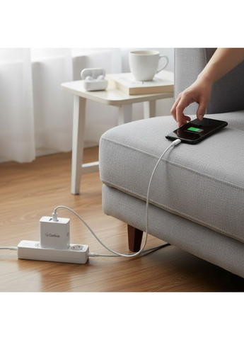 Сетевое зарядное устройство X-Duo PRO GP-HC053 с кабелем, 45 Вт, USB-C+USB-A/Адаптер с быстрой зарядкой Gelius (370254872)
