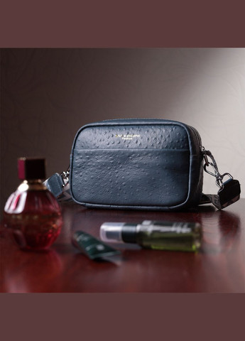 Интересная кроссбоди для женщин из фактурной натуральной кожи синяя 22661 Vintage (329196892)