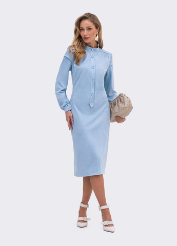 Блакитна сукня-сорочка блакитного кольору із замші-діагональ Dressa