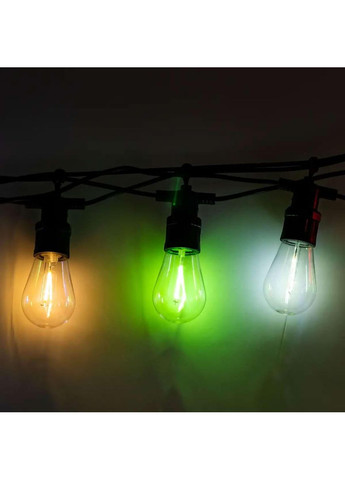 Уличная ретро гирлянда светодиодная мультиколор S14 на 10 LED ламп длиной 5 метров S14ML Garlando (370801621)