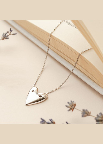 Колье серебряное протяжка большое Сердце на тонкой цепочке без камней No Brand (354722027)