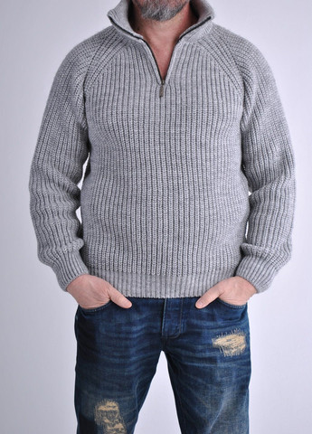 Серый зимний свитер с молнией Berta Lucci