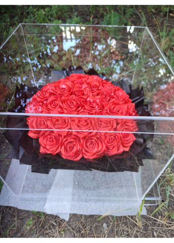 Букет з атласних стрічок в акриловому кубі No Brand (368672391)