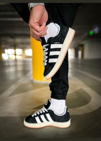Кроссовки женские и мужские Adidas Campus 00s black white | Адидас Кампус черные белые No Brand чёрные всесезоны (313102765)
